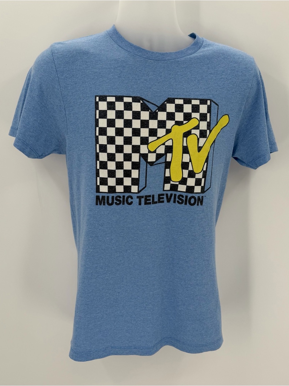 MTV Shirt Mens S Blue Short Sleeve Crewneck Graphic Tshirt Retro Old School Logo